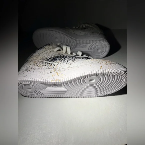 Nike Air Force 1 Mid Paint Splatter White Gold Black DH2933-111 5.5Y